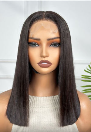 SAMATHA |12" | 4x4 HD LACE | GLUELESS | READY TO WEAR | LONG BOB | HUMAN HAIR WIG