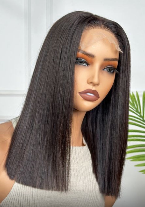 SAMATHA |12" | 4x4 HD LACE | GLUELESS | READY TO WEAR | LONG BOB | HUMAN HAIR WIG