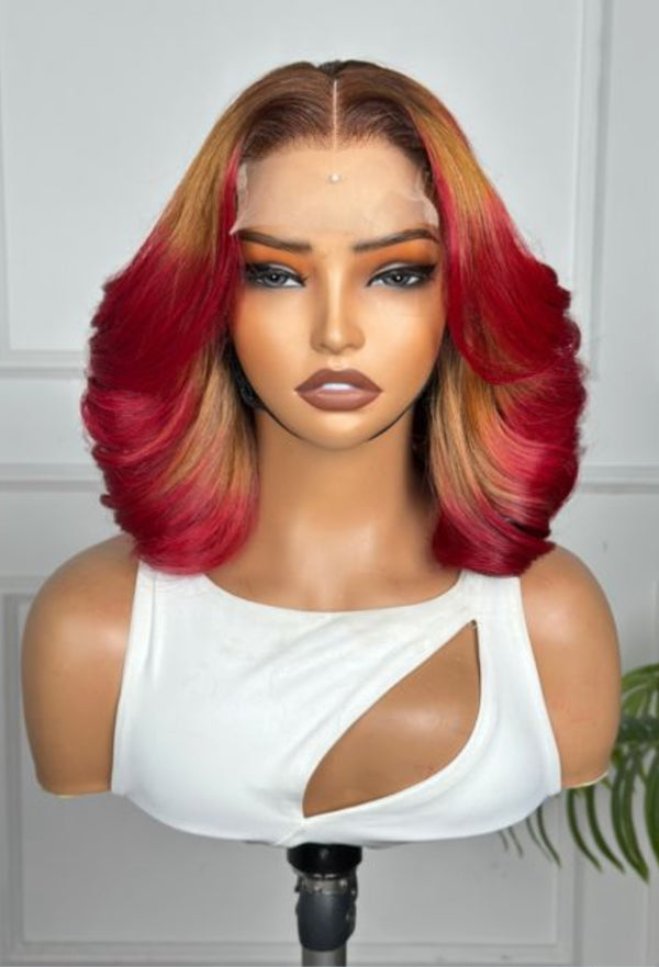 RUBY | 12" | 4X4 HD LACE | COLORED | GLUELESS | READY TO WEAR W| HUMAN HAIR WIG