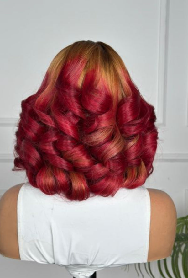 RUBY | 12" | 4X4 HD LACE | COLORED | GLUELESS | READY TO WEAR W| HUMAN HAIR WIG