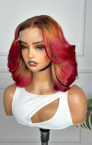 RUBY | 12" | 4X4 HD LACE | COLORED | GLUELESS | READY TO WEAR W| HUMAN HAIR WIG
