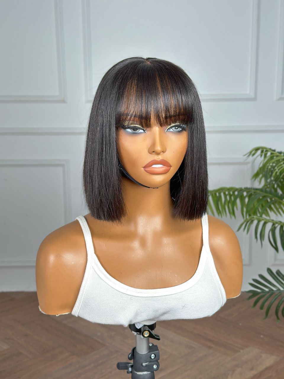 CHOLE | 4X4 HD LACE CLOSURE | 10" | BOB WITH BANG | GLUELESS | READY TO WEAR | HUMAN HAIR WIG