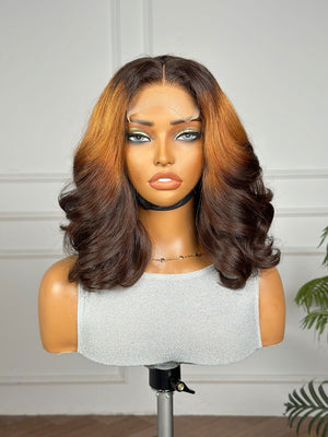 EVA | 12" | 4X4 | HD LACE CLOSURE| REVERSE OMBRE | COLORED WIG | HUMAN HAIR WIG