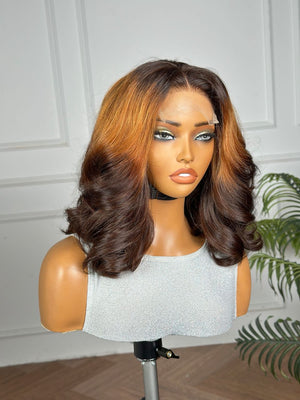 EVA | 12" | 4X4 | HD LACE CLOSURE| REVERSE OMBRE | COLORED WIG | HUMAN HAIR WIG