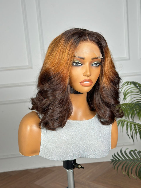 EVA | 12" | 4X4 | HD LACE CLOSURE| REVERSE OMBRE | COLORED WIG | HUMAN HAIR WIG