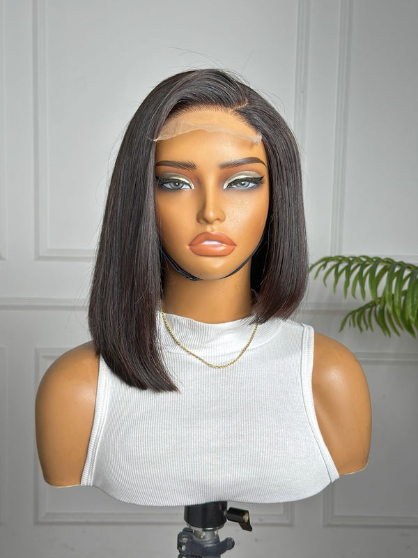 LOLA | 10" | 4X4 | HD LACE CLOSURE | HI LOW BOB | GLUELESS | READY TO WEAR| HUMAN HAIR WIG