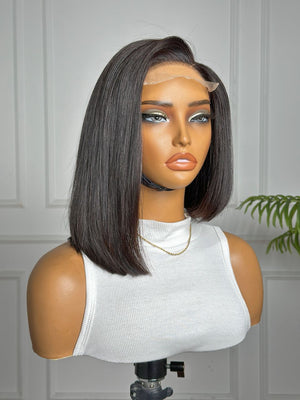 LOLA | 10" | 4X4 | HD LACE CLOSURE | HI LOW BOB | GLUELESS | READY TO WEAR| HUMAN HAIR WIG