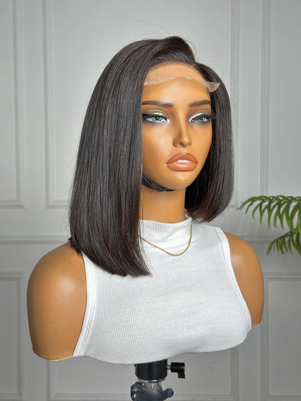 LOLA | 10" | 4X4 | HD LACE CLOSURE | HI LOW BOB | GLUELESS | READY TO WEAR| HUMAN HAIR WIG