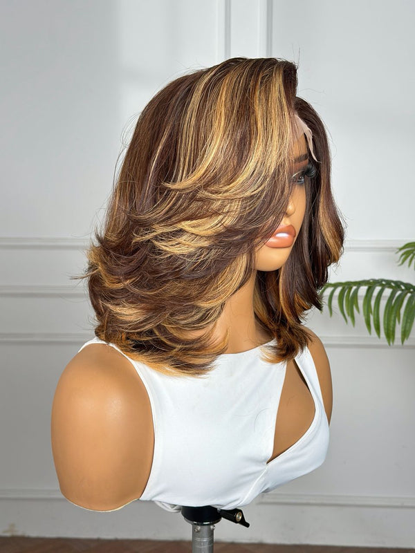 LAUREN | 4x4 | HD CLOSURE | BLONDE & LIGHT BROWN| GLUELESS | READY TO WEAR