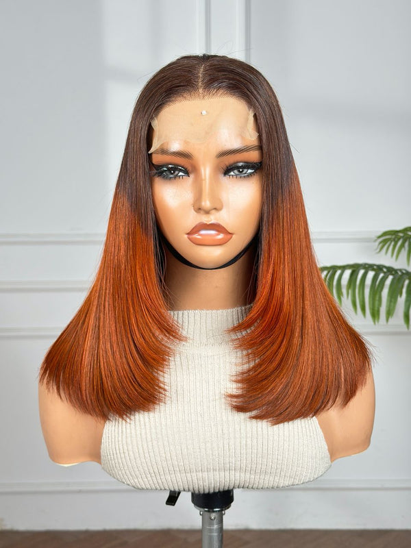 RAVEN | 14" | 4X4 | HD CLOSURE | OMBRE | GLUELESS | READY TO WEAR | HUMAN HAIR WIG