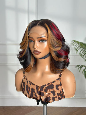 NYLA | 12" | 4x4 | HD LACE CLOSURE | TRI COLORED | GLUELESS | READY TO WEAR | HUMAN HAIR WIG