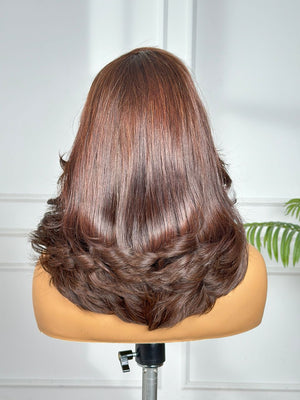 SYMPHONY | 4x4 CLOSURE | 14" LAYERED | LIGHT BROWN | GLUELESS | HUMAN HAIR WIG