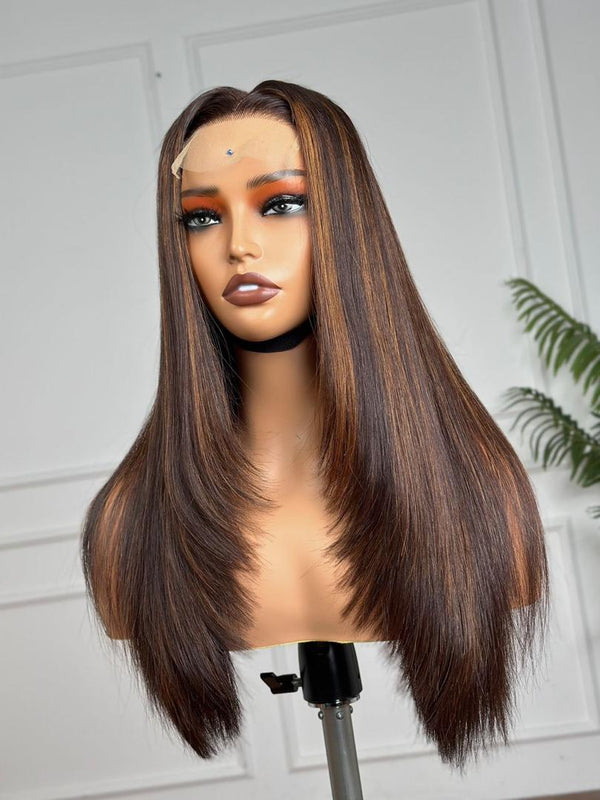 XTINA | 5X5 HD LACE | CLOSURE  WIG |PRE CUT LACE | AUBURN STREAKS