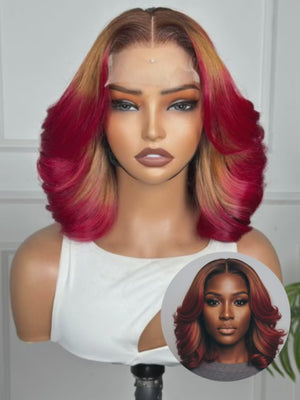 RUBY | 12" | 4X4 HD LACE | COLORED | GLUELESS | READY TO WEAR W| HUMAN HAIR WIG