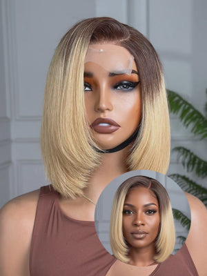 JADE | HD 4X4 | CLOSURE | BLONDE WITH DARK ROOTS | GLUELESS | READY TO WEAR