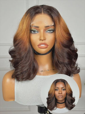 SADE| 12" | 4X4 | HD LACE CLOSURE | REVERSED OMBRE WITH DARK ROOT| GLUELESS | HUMAN HAIR WIG