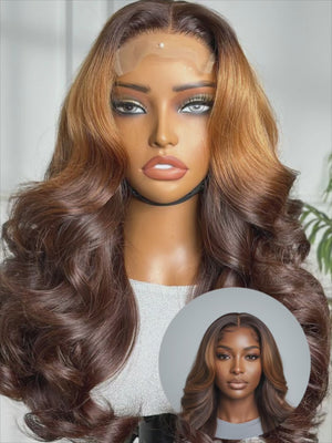 IRIS | 18" | 4X4 | HD LACE CLOSURE | OMBRE | GLUELESS | READY TO WEAR | HUMAN HAIR WIG
