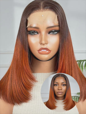 RAVEN | 14" | 4X4 | HD CLOSURE | OMBRE | GLUELESS | READY TO WEAR | HUMAN HAIR WIG