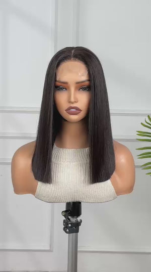 SAMATHA |12" | 4x4 HD LACE | GLUELESS | READY TO WEAR | LONG BOB | HUMAN HAIR WIG