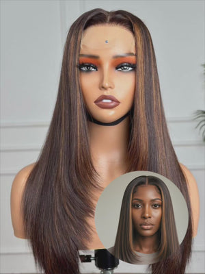 XTINA | 5X5 HD LACE | CLOSURE  WIG |PRE CUT LACE | AUBURN STREAKS