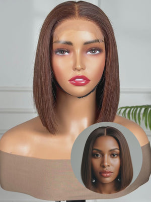 MEME | HD 4X4 CLOSURE | REDDISH AUBURN BOB | MED CAP| GLUELESS| READY TO WEAR